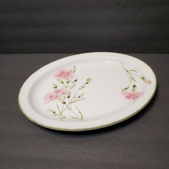 Stonehenge Midwinter Invitation Oval Serving Platter Floral Pink Carnation 12" - Picture 2 of 7